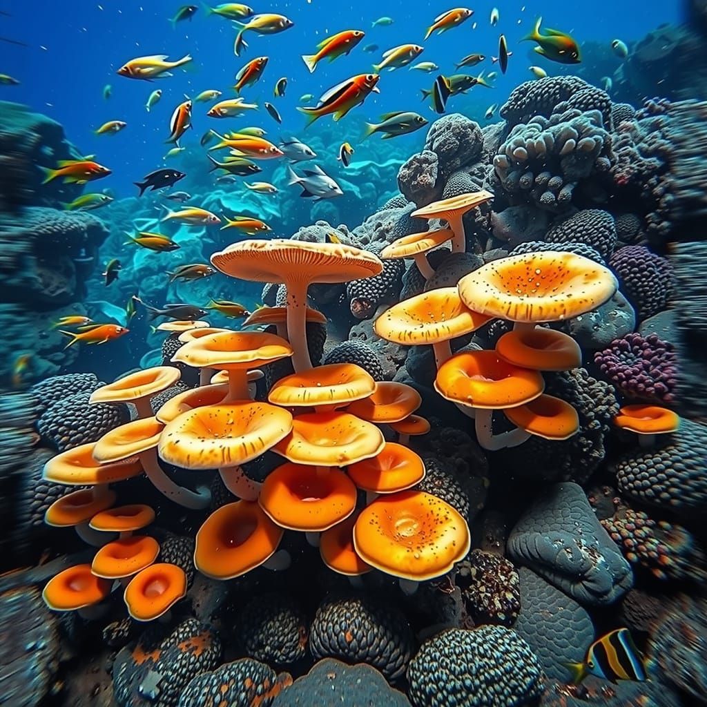 Vibrant Reef Mushroom Grove