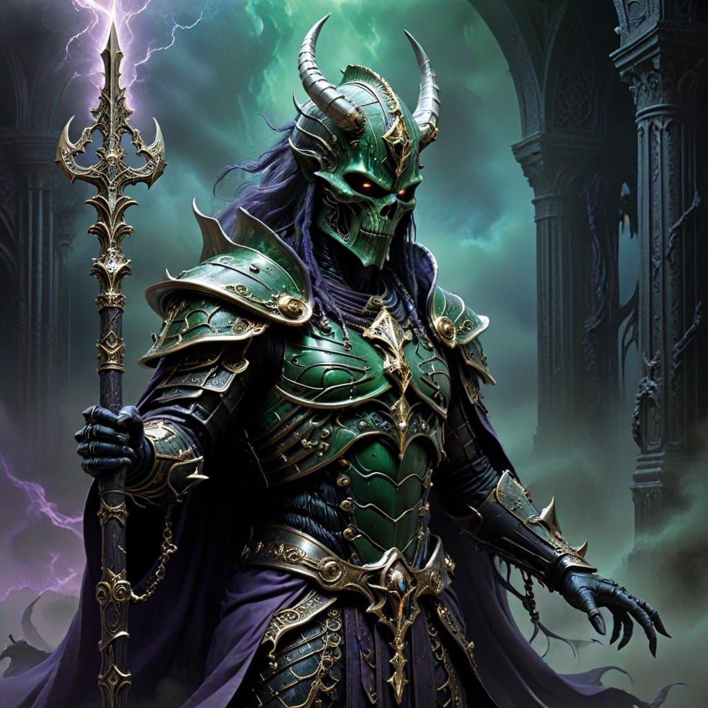 Lizardfolk Cleric in Dark Fantasy Armor