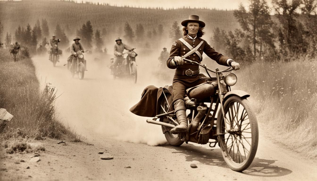 Custer Rides a Motorcycle at Little Bighorn