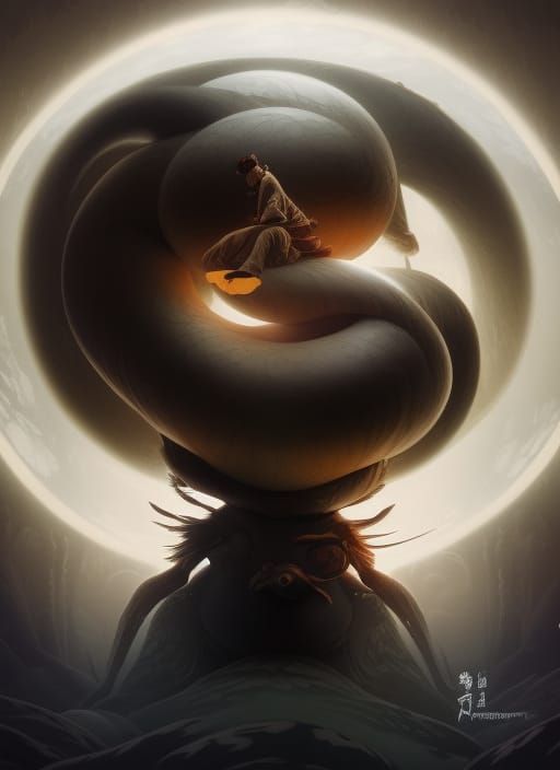 Samuraipunk Yin Yang Equilibrium in Vivid Color