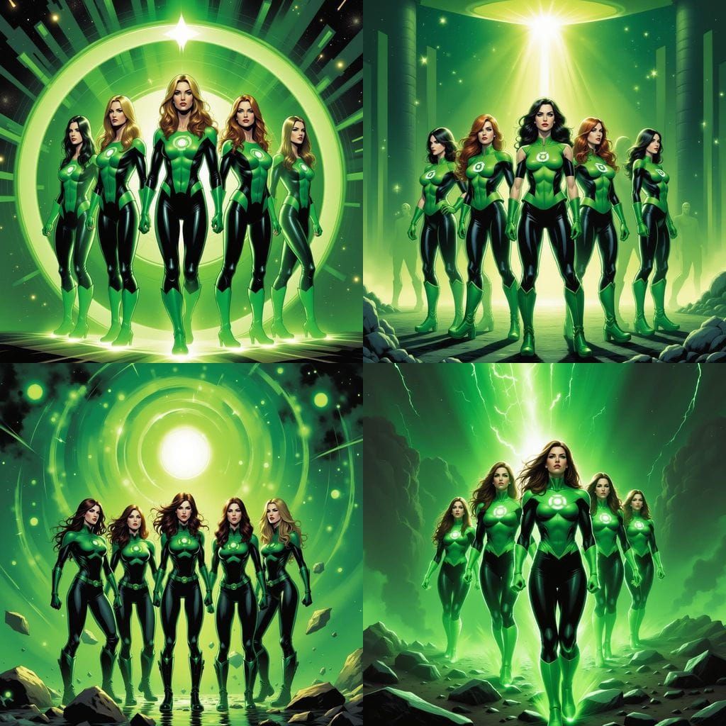 Female Green Lanterns on OA in Power Battery Glow