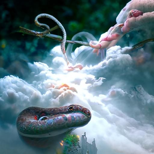 Ethereal Snake Devouring Heavens in Fantasy Art