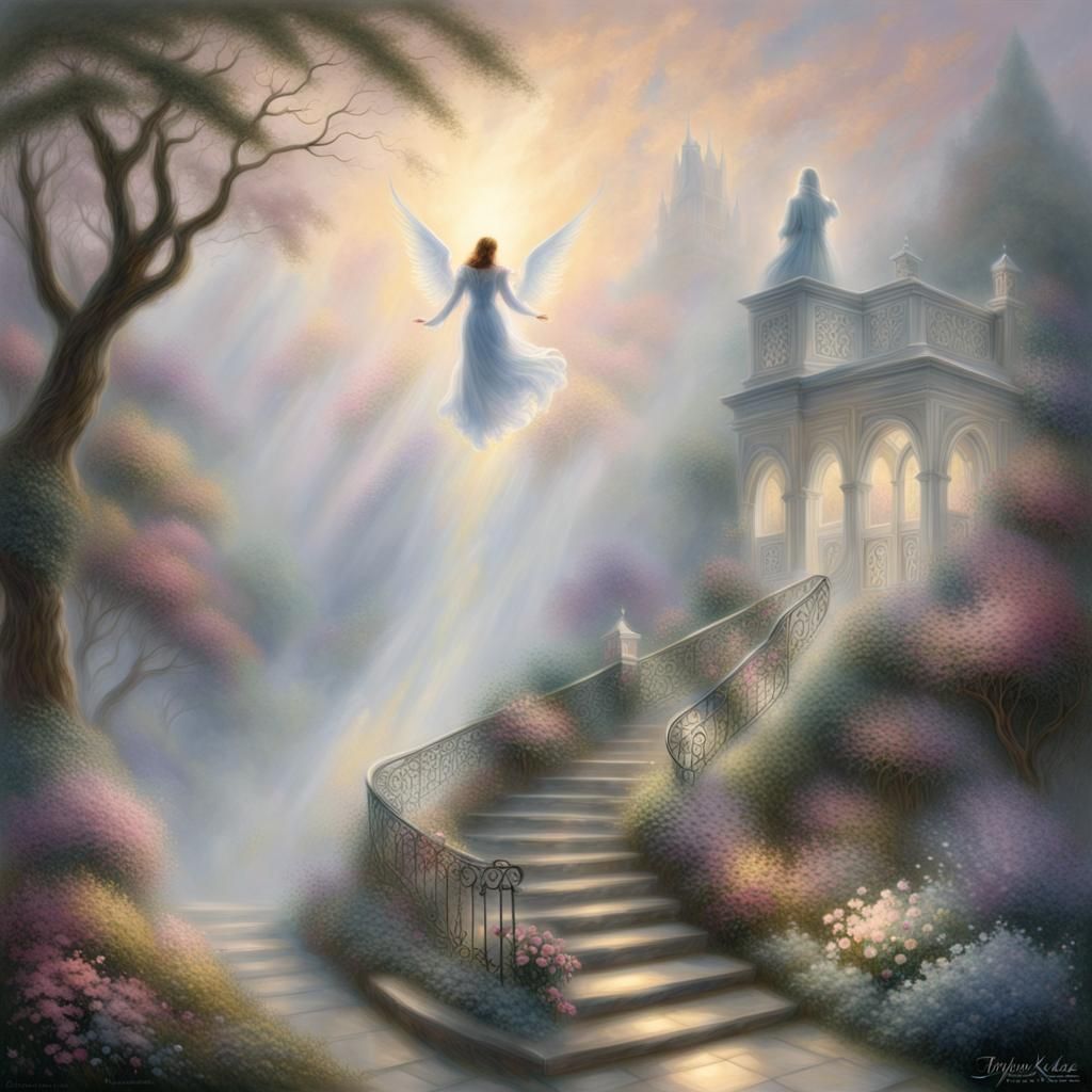 Ethereal Ascension to Heaven in Hyperdetailed Fantasy Style