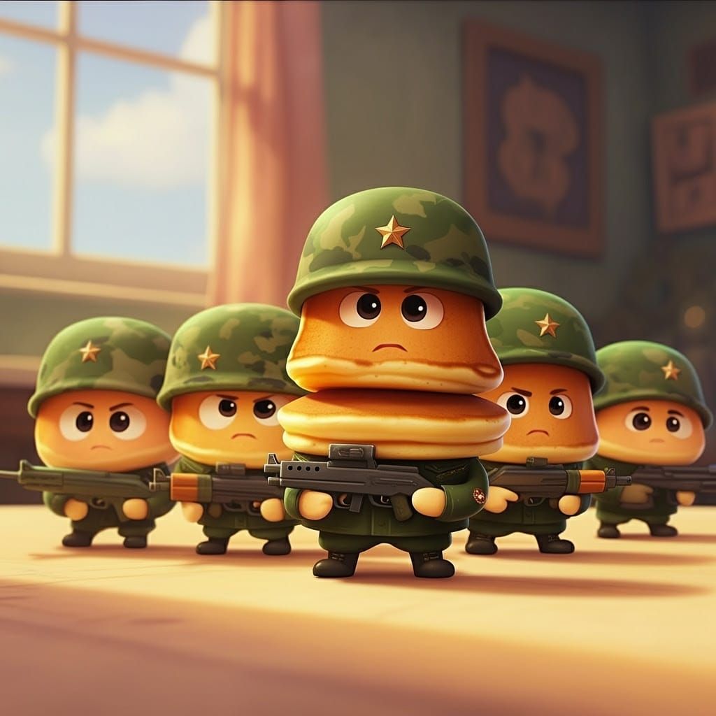 Cute Pancake Soldiers in Miniature Military Gear