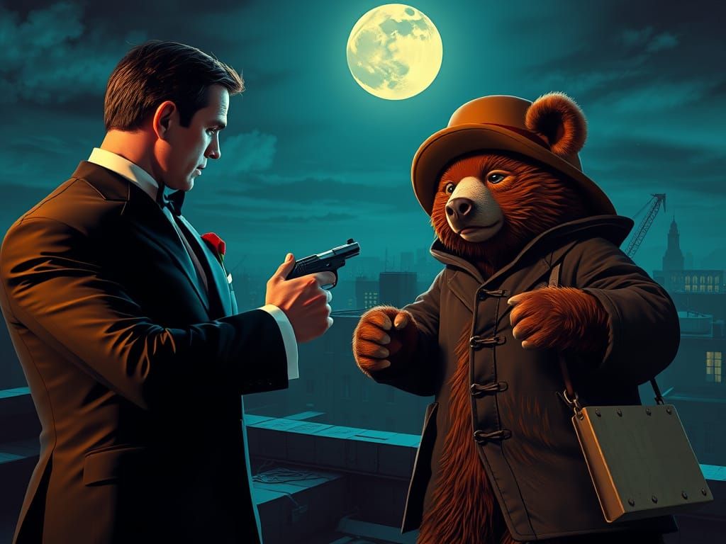 Bond vs Paddington: Moonlit Rooftop Showdown
