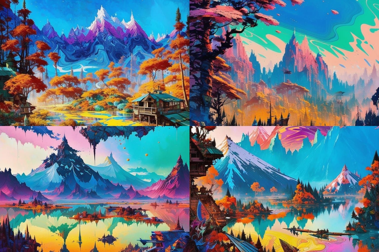 Utopian Paradise: Marbling and Oil in Anime Style