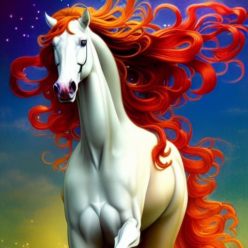 Lady Godiva on Horse with Luminous Sparkles