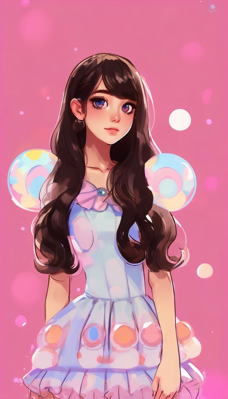 Girl in Petticoats Dress with Expressive Eyes