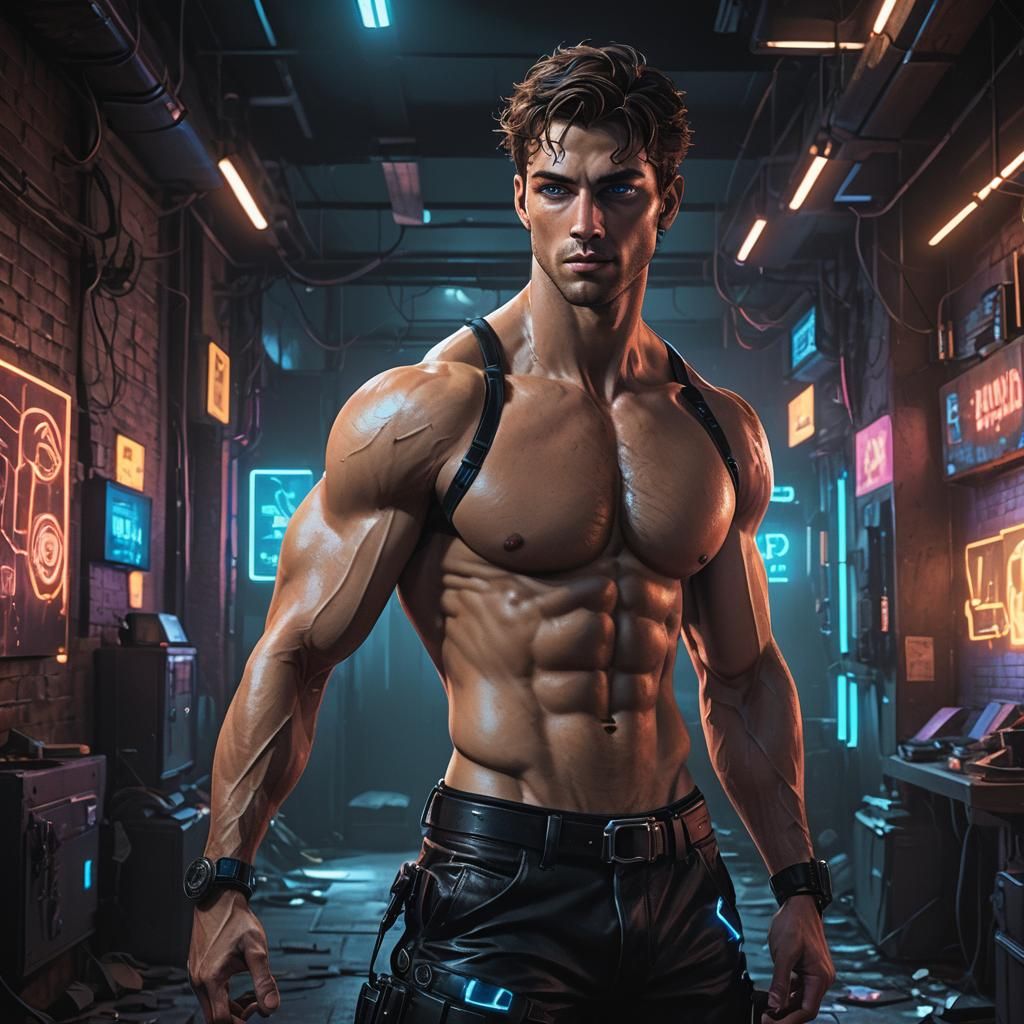 Cyberpunk Hero Emerges from Shadows of City