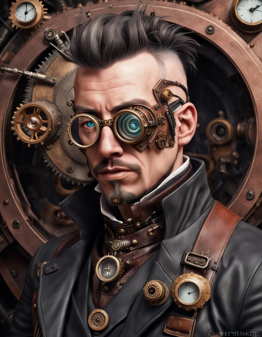 Steampunk Cyberpunk Portrait of Mr. Selfdestruct