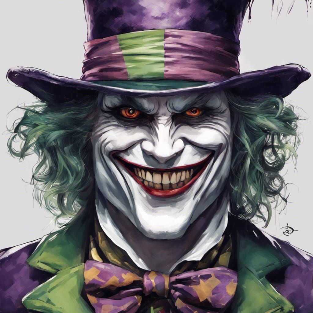 Menacing Mad Hatter Joker Hybrid with Evil Grin