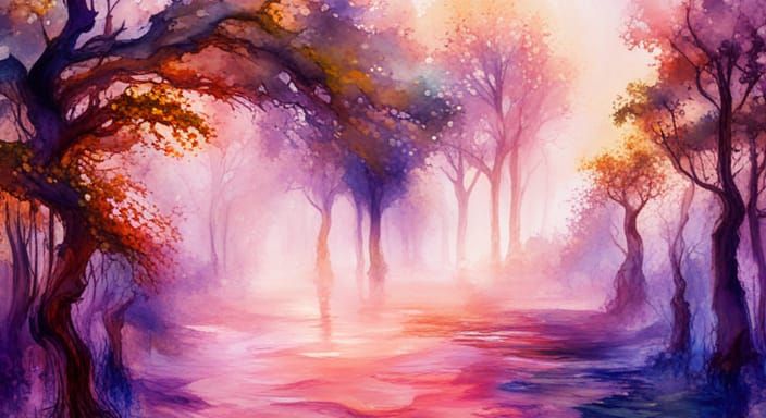 Underwater Fantasy World in Minimalist Watercolor