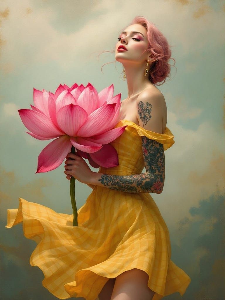 Elegant Woman in a Vibrant Floral Realm