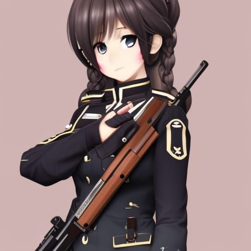 Anime Girl in German Officer Uniform