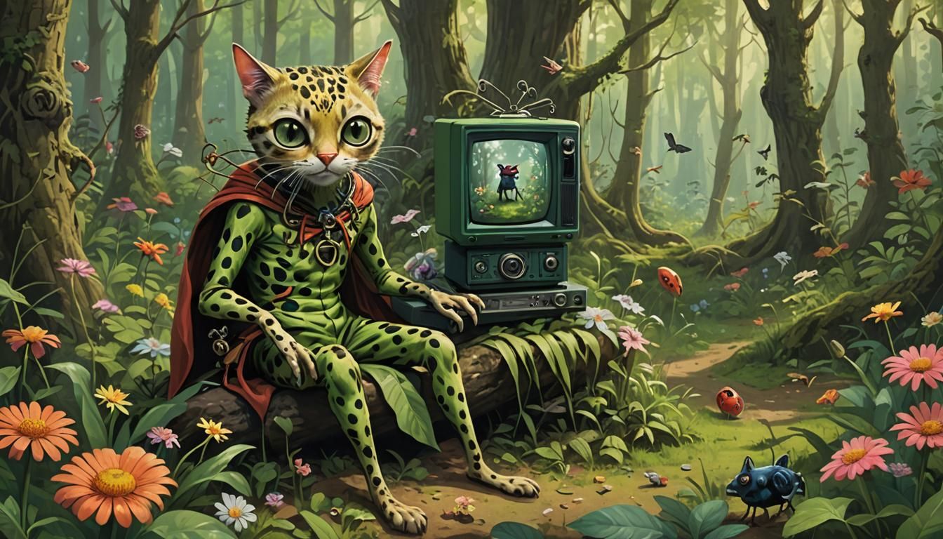 Surreal Creature in Lush Forest