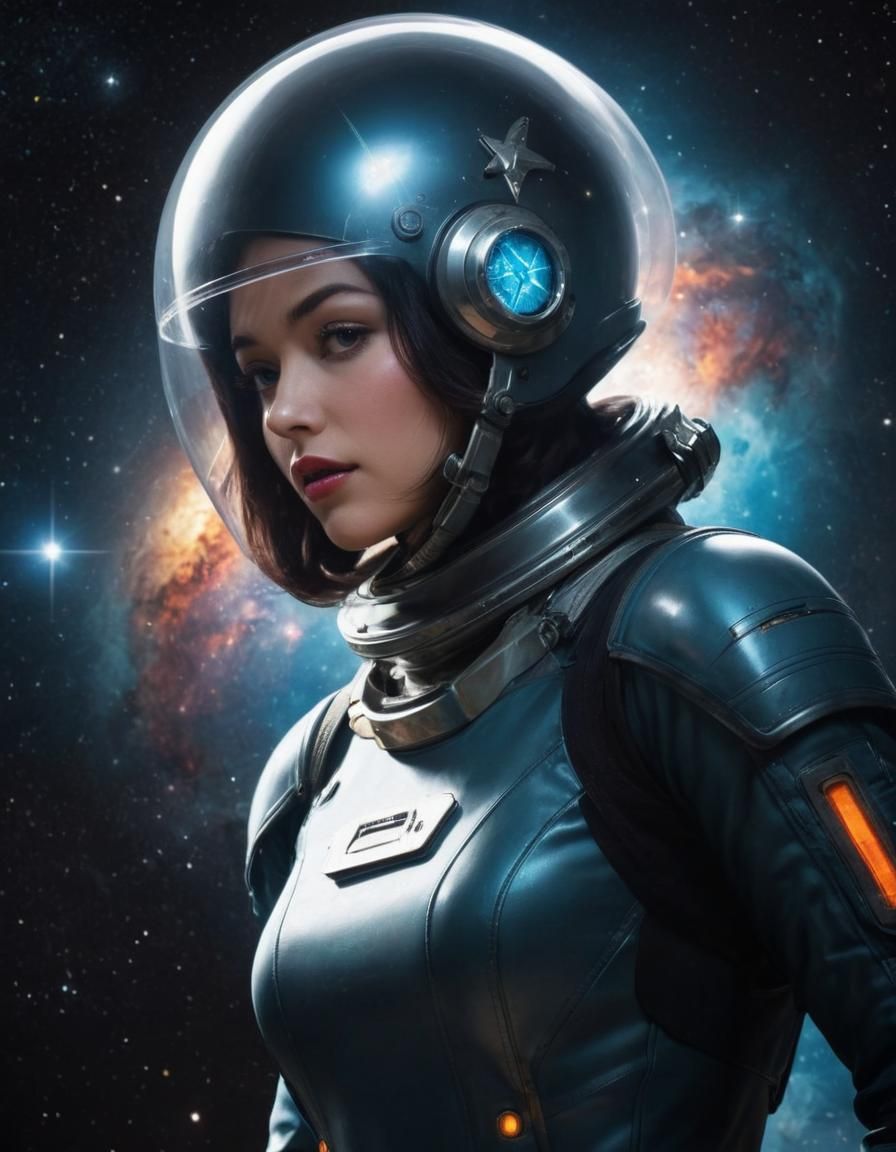 Retro Sci-Fi Space Girl in Vargas Style