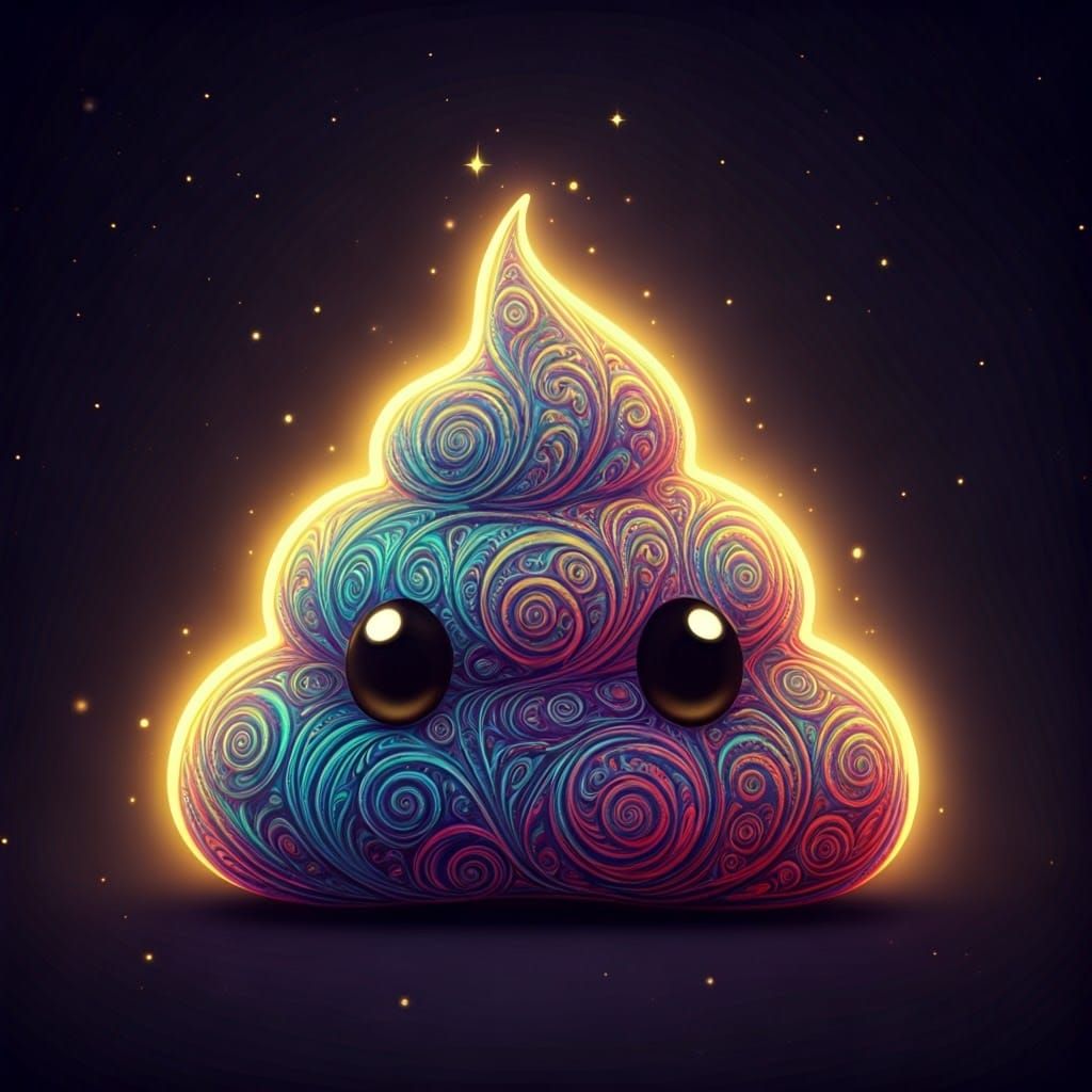 Whimsical Glowing Poo with Sparkly Aura