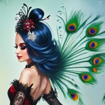 Peacock-Inspired Diamond Painting with Glassy Reflections