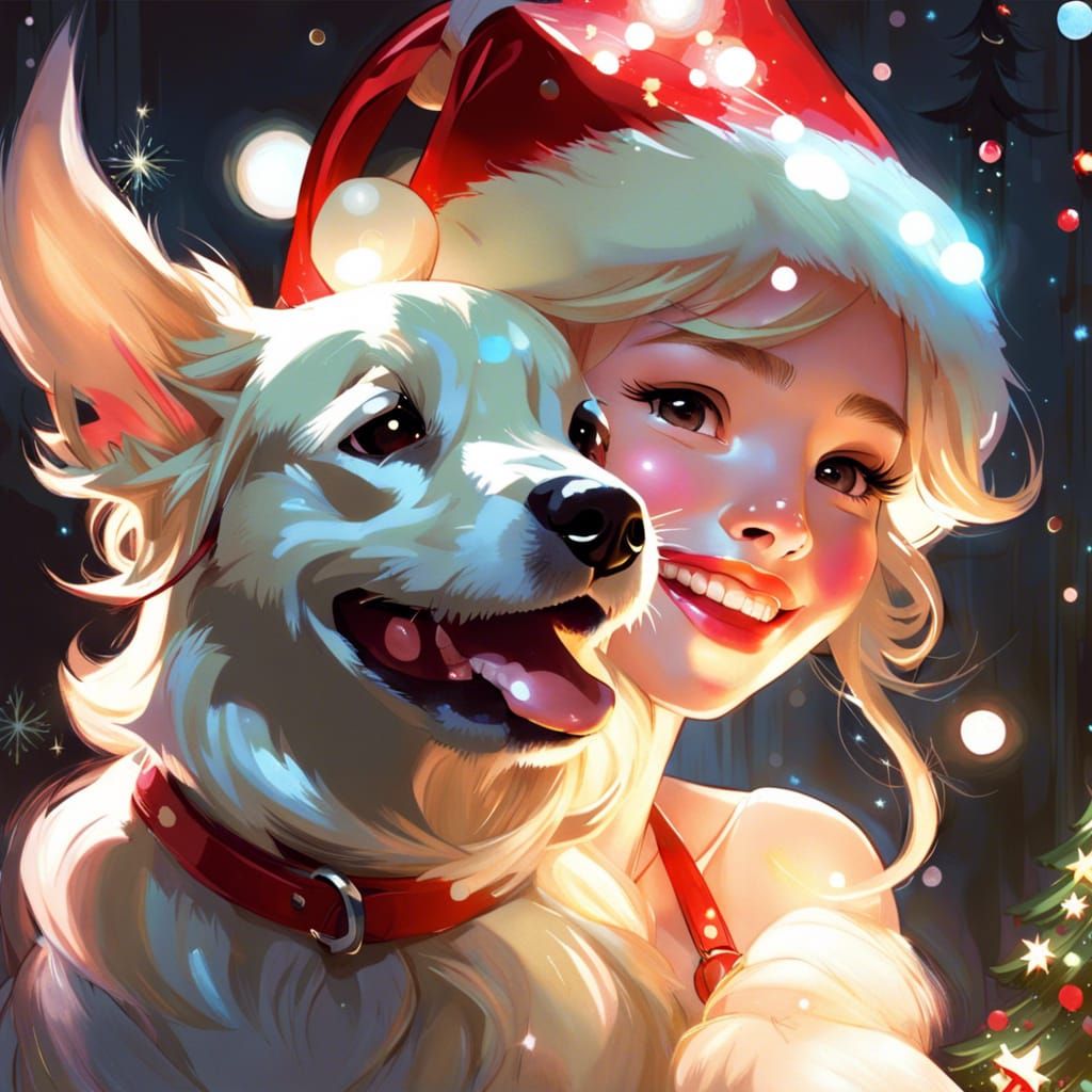 Fairy and Puppy Holiday Scene