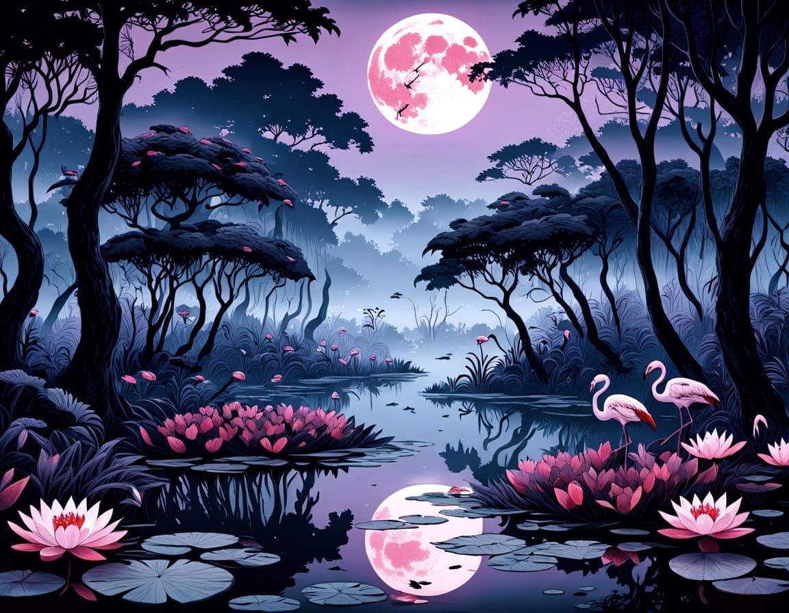 Alien night landscape,