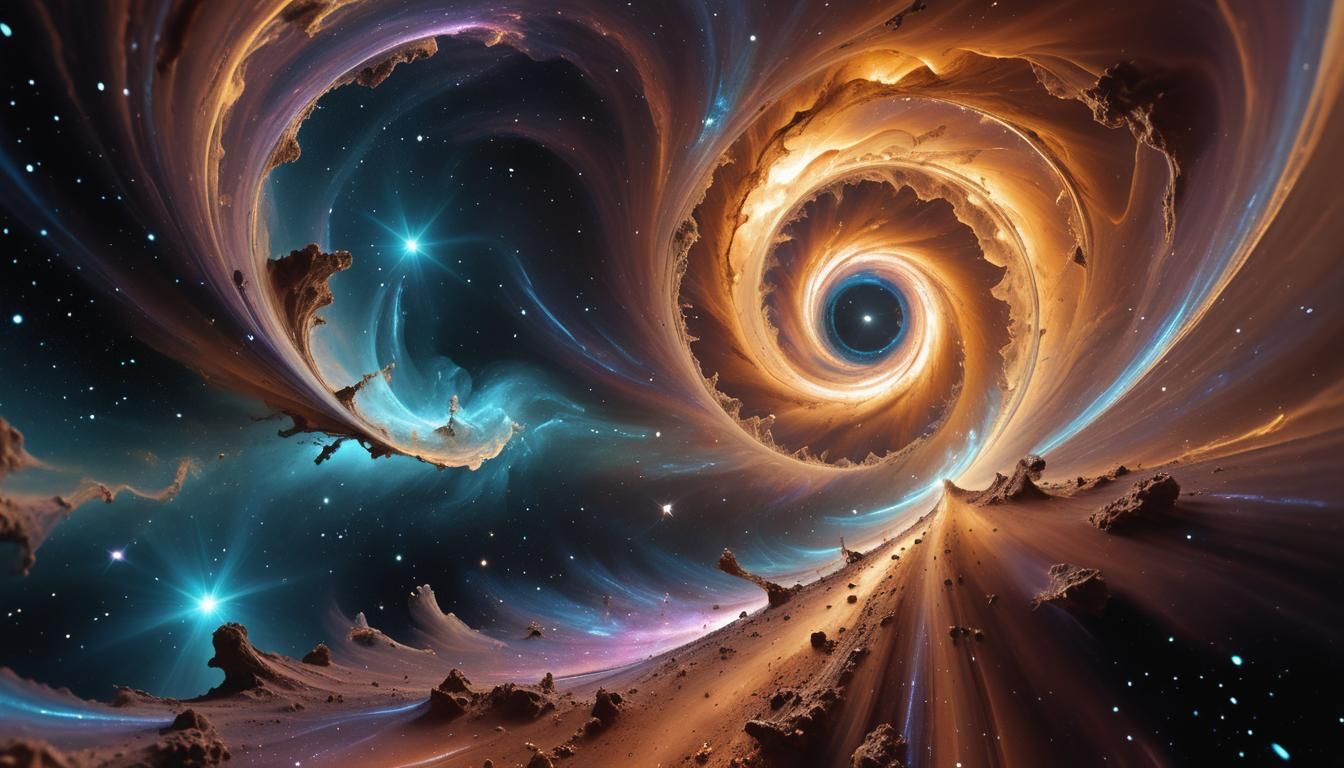 Hyperspeed Wormhole Journey in Retro-Futuristic Style