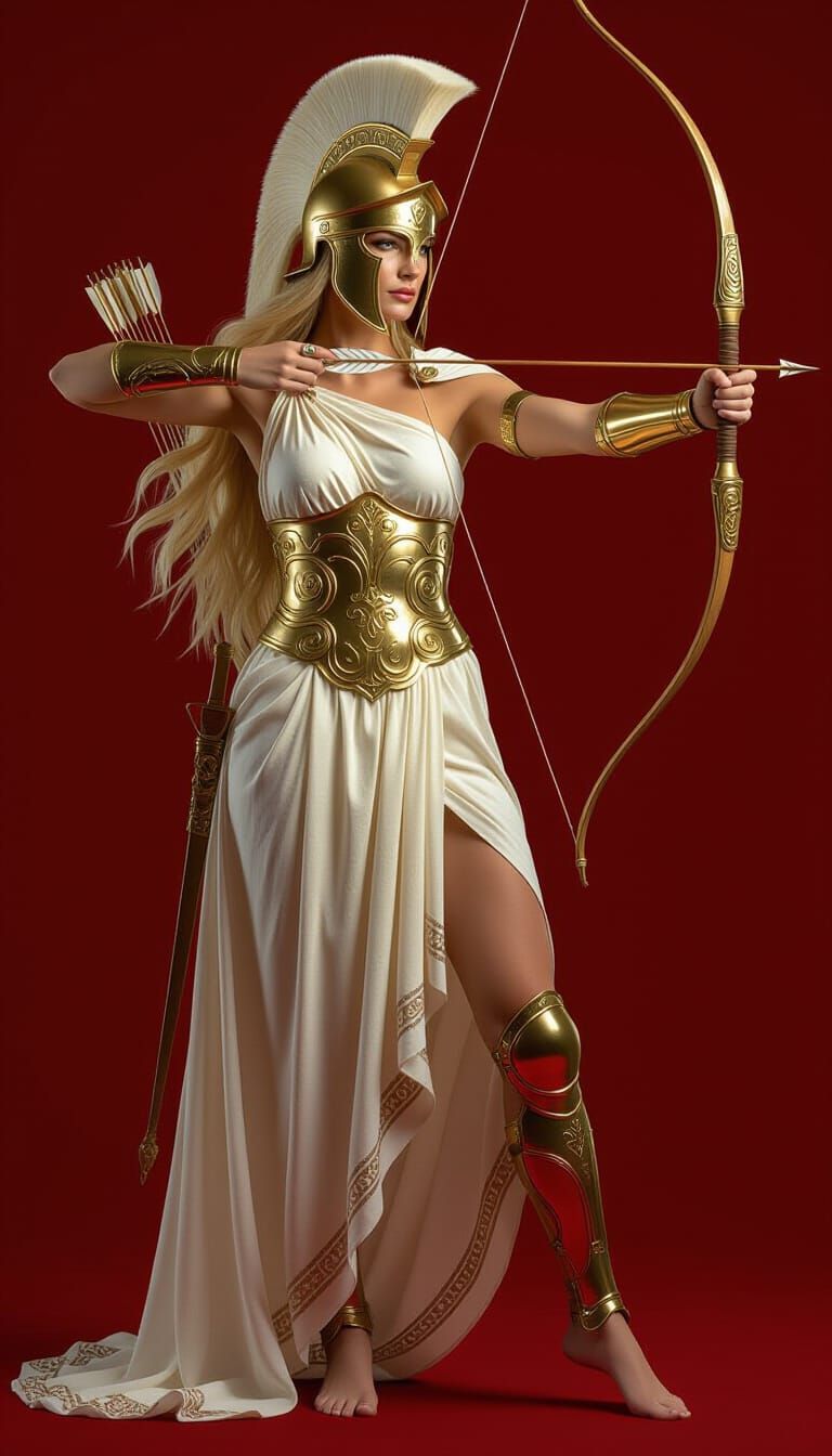 Majestic Female Warrior in Classical Greek Style