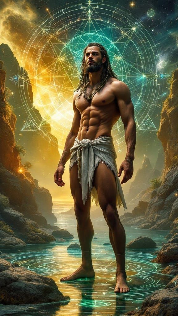 Thoth The Atlantean in Ethereal Art Nouveau Landscape