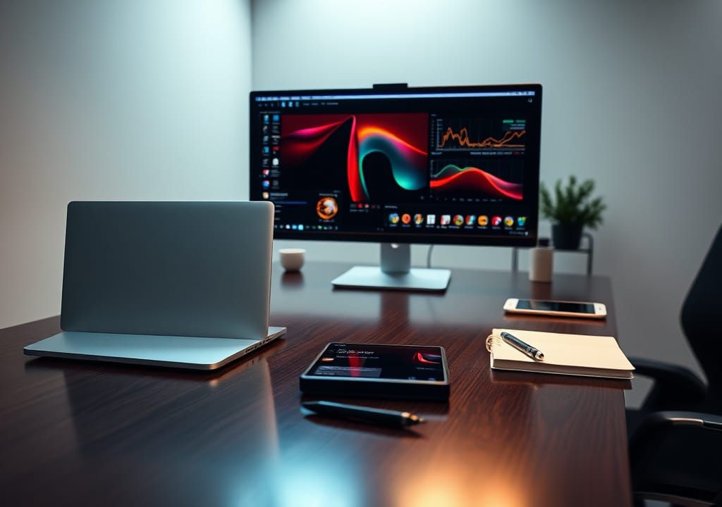 High-Tech Office Scene in Hyper-Realistic Style