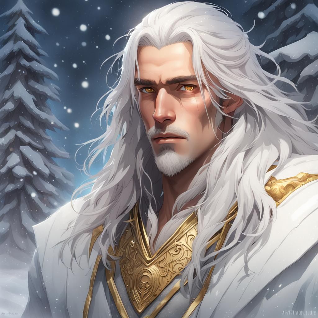 Snowy Portrait of a Young Man in Digital Art Style