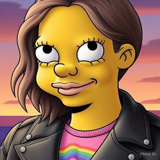 Vibrant Cartoon Illustration of Lisa Simpson in Groovy Style