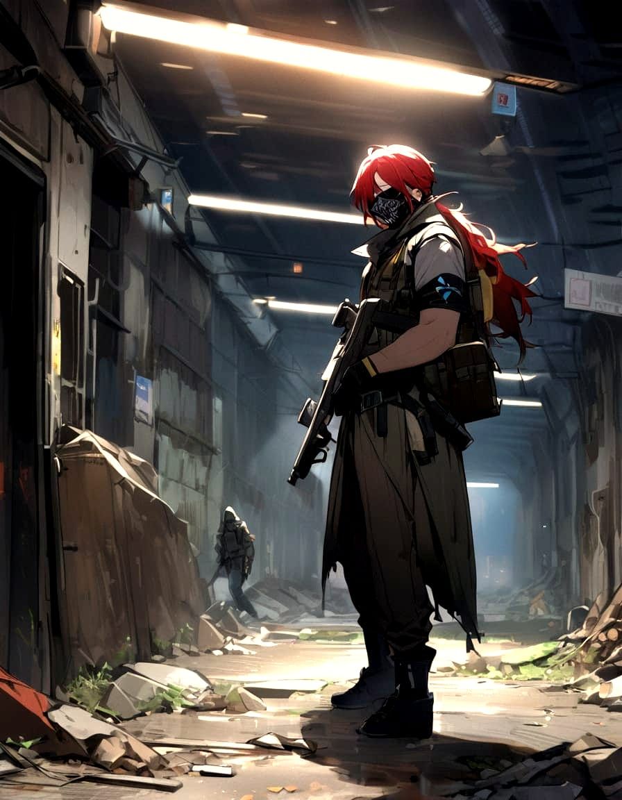 Post-Apocalyptic Hero in Red-Hair Bishounen Style