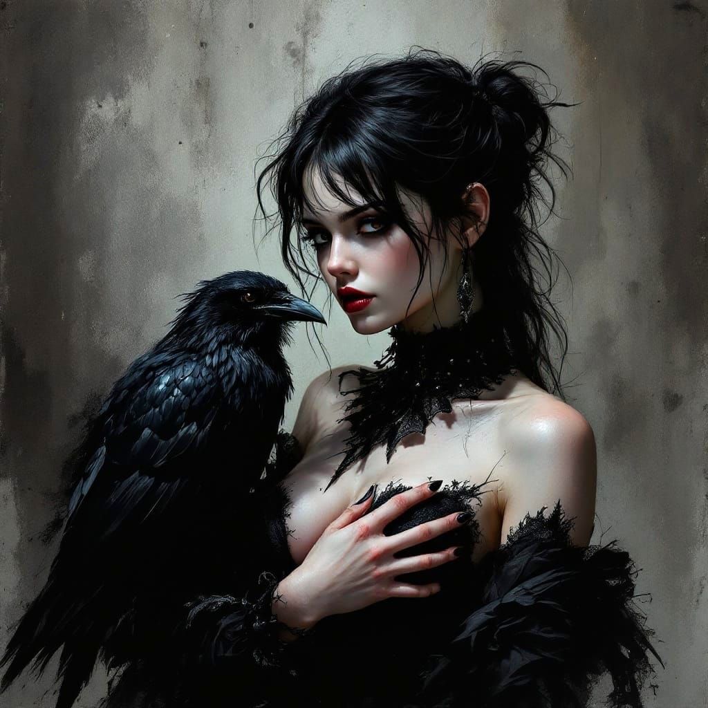 Alluring Gothic Pixie in Noir-Inspired Portrait