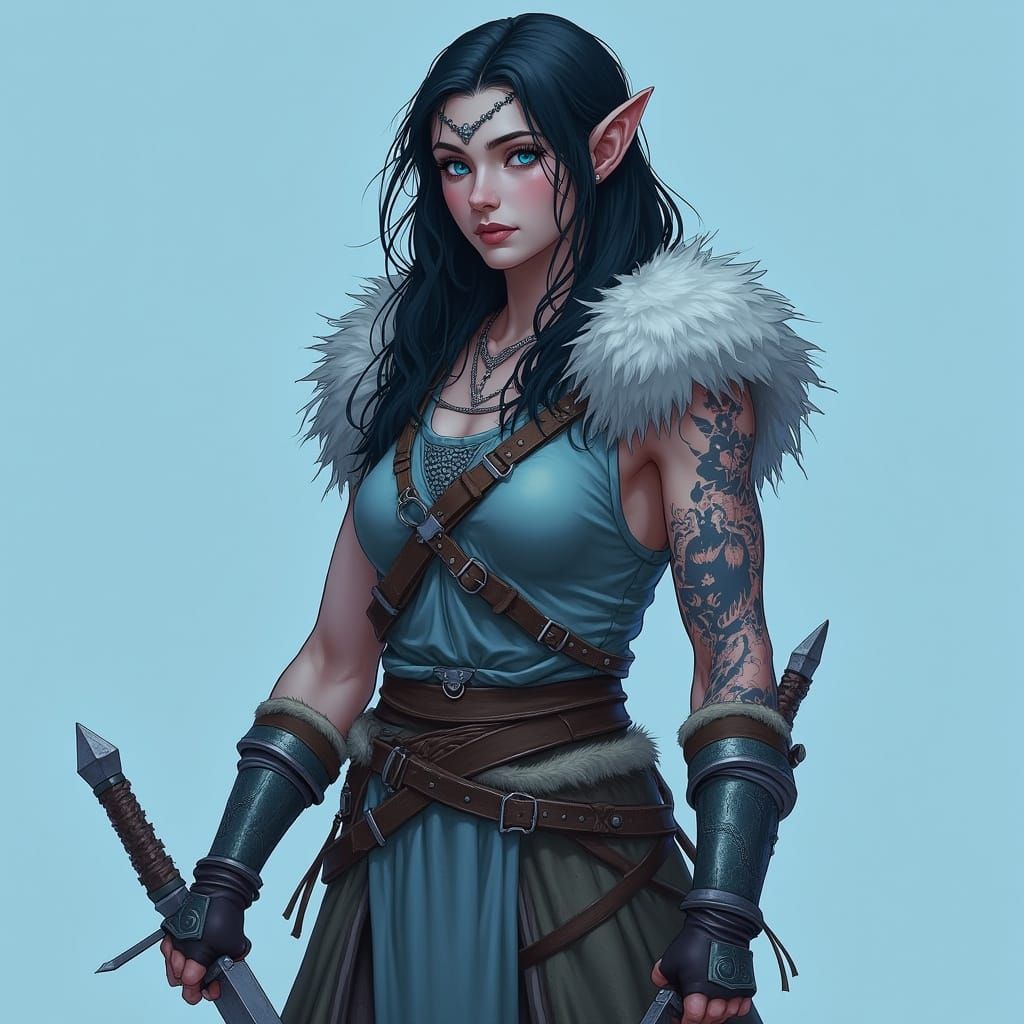 Nordic Elf Ranger Concept Art in Digital Style