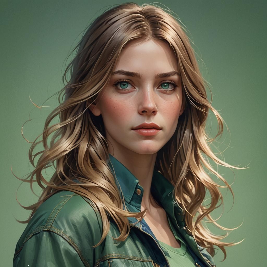 Detailed Portrait of Brown-Haired Woman in Digital Art