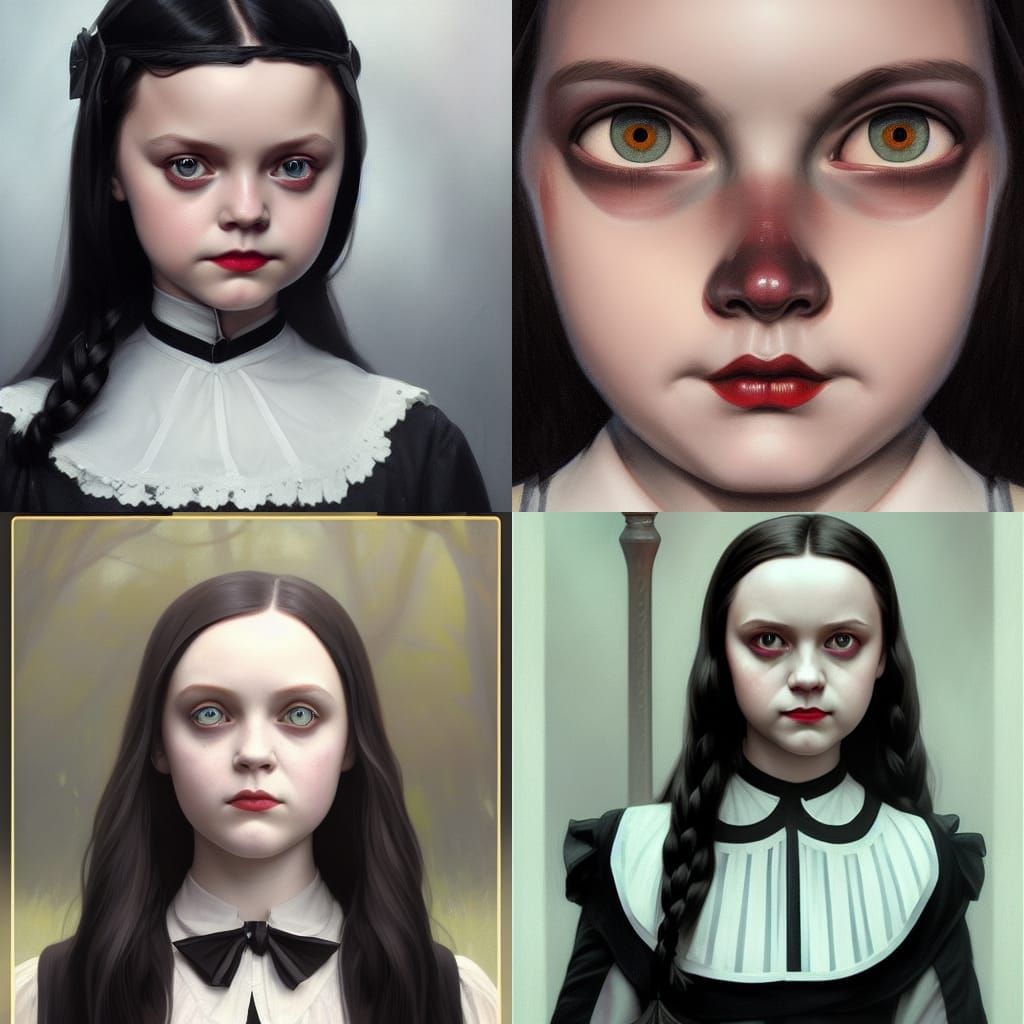 Wednesday Addams Portrait in Art Nouveau Style