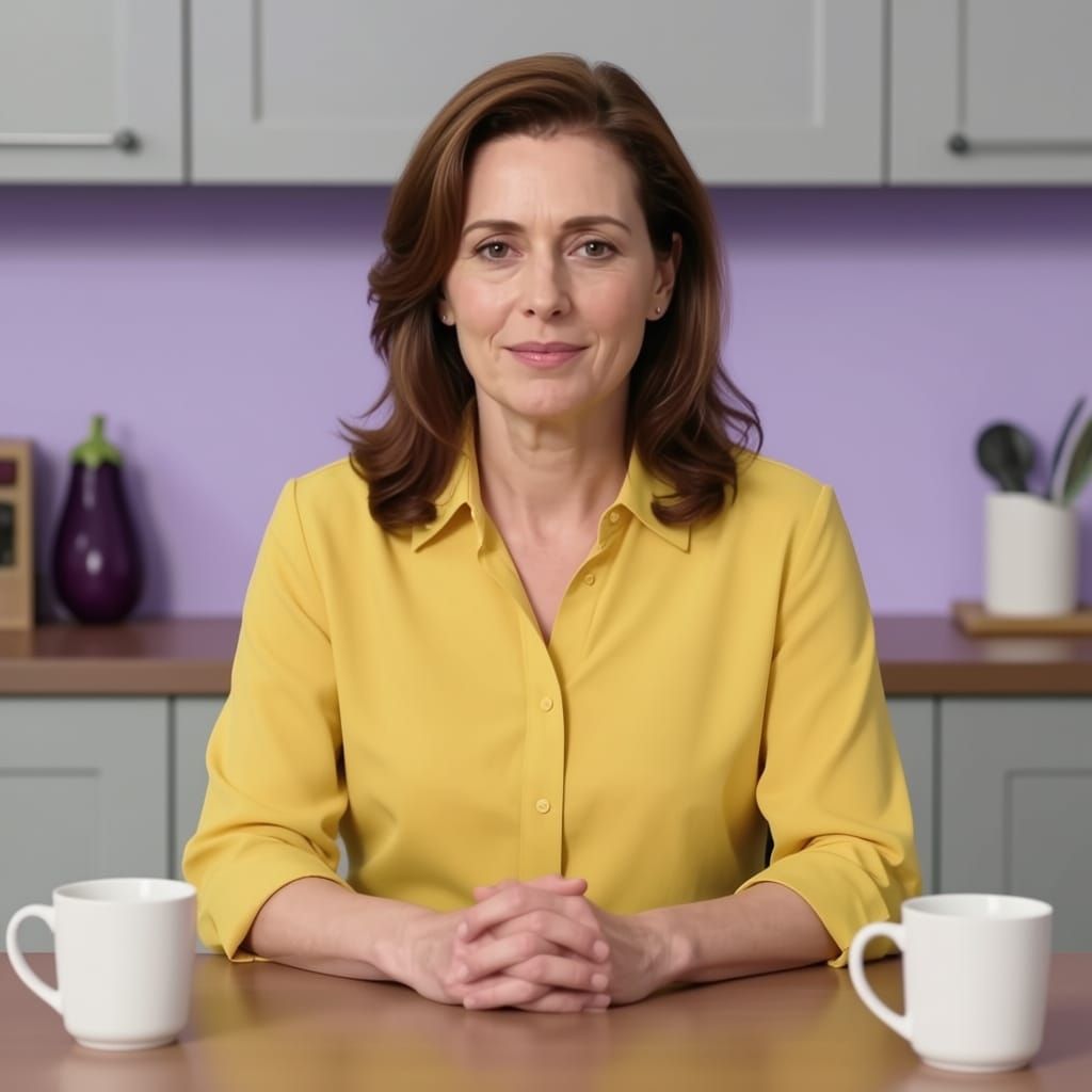 Professional Woman in Yellow Shirt with Coffee Cups