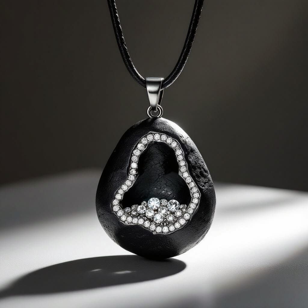 Conceptual Jewelry: Sliced Rock Pendant with Diamond Geode