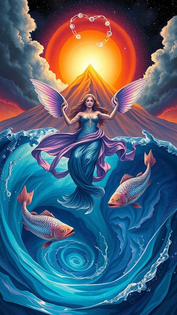 When Aphrodite and her son, Eros, were fleeing Typhon's attack on Mount Olympus, they were rescued by two fish. In gradi...