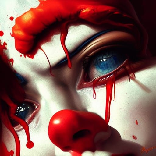 Bloody Tears: A Clown's Dark Portrait