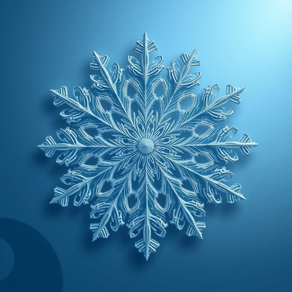 Ethereal Fractal Snowflake in Icy Blue Hues