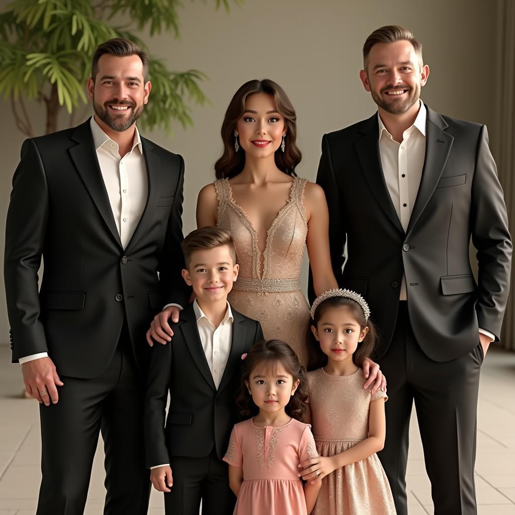 Elegant Family Portrait in Hyper-Realistic Style