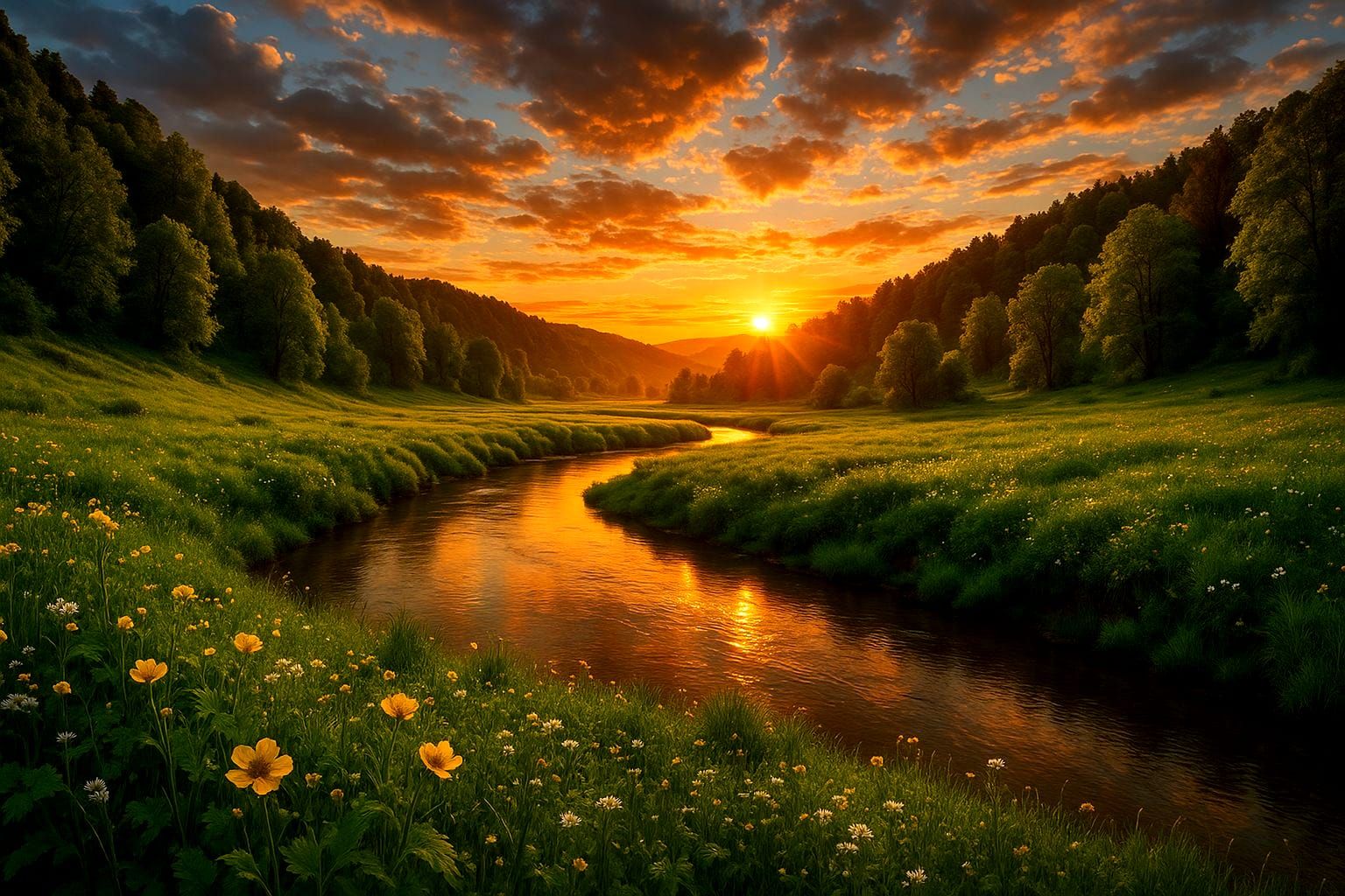 Surreal Valley Reveals Radiant Sunset