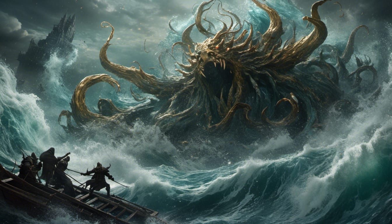 Terrifying Charybdis Sea Monster in Epic Battle