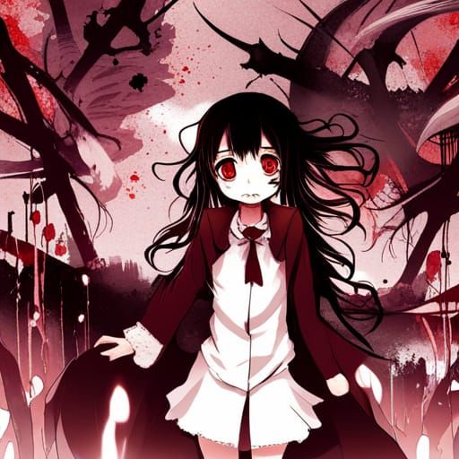 Terrifying Horror Girl in Yamishibai Anime Style