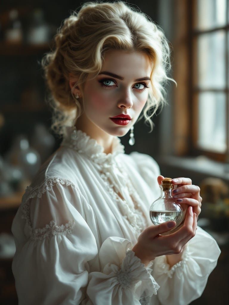 Mysterious Edwardian Woman in a Dark Victorian Laboratory