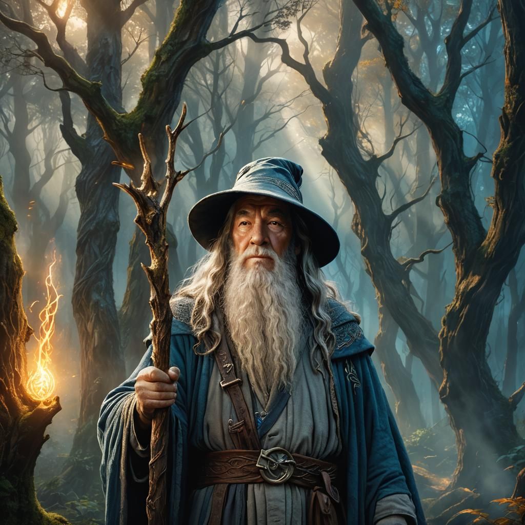 Mystical Forest Wizard Portrait in Fantasy Art Style