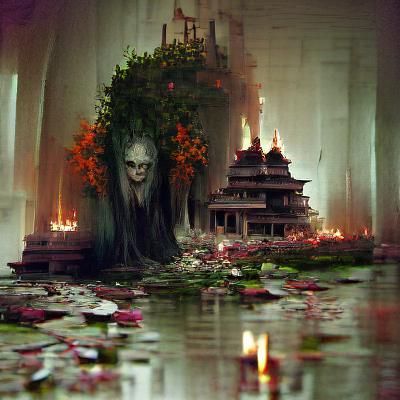Floating Overgrown Temple in Sinister Style