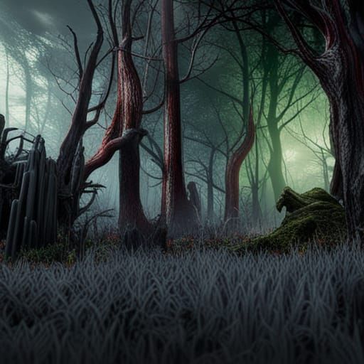 Creepy Forest Matte Painting in Deep Color