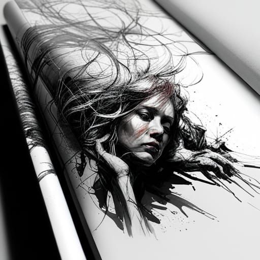 Person Enters Book: Hyperdetailed Illustration