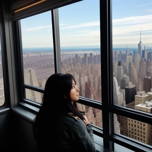 Girl Gazing at Beautiful NYC View